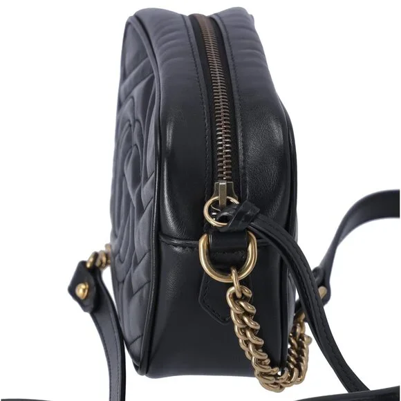 GUCCI GG Marmont Shoulder Bag 448065 Black Leather - Picture 5 of 8